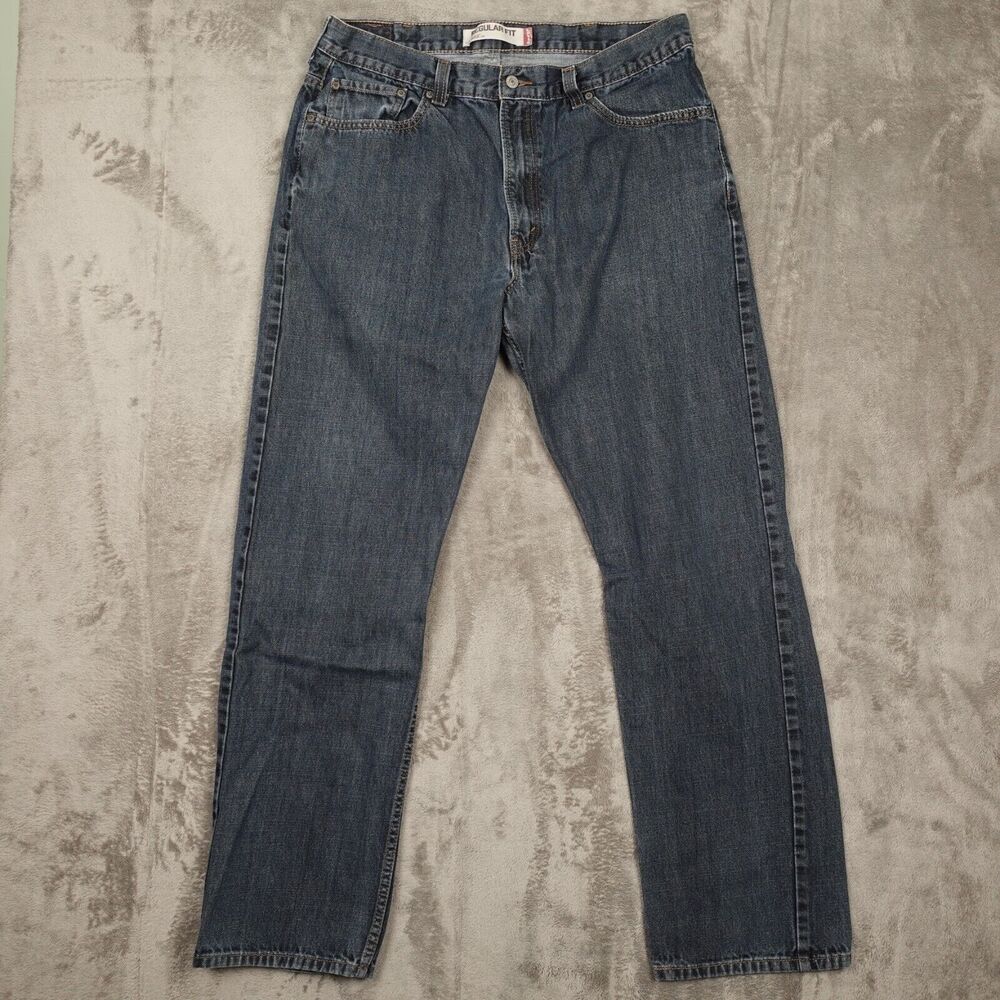Levis Jeans 505 Men's 38x34 Navy Dark Wash Denim Straight Leg 5 Pocket